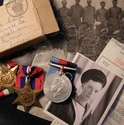 Royal Navy Medals. Italy Campaign. Boxed. Photographs.