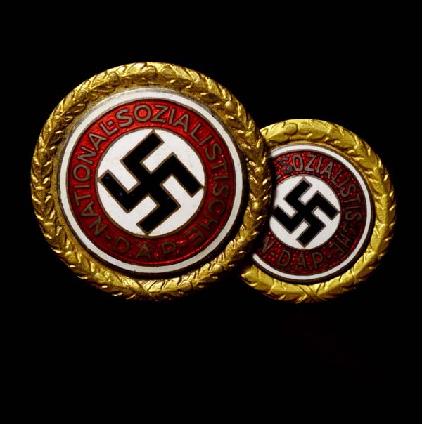 SS General Julius Schaub | Pair Golden Party Badges | Provenance