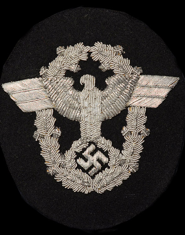 Polizei Panzer Officers Wreathed Eagle/Swastika | Black