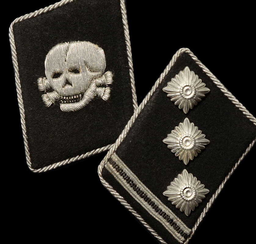 SS Totenkopf Officer Vertical Collar Patches | Obersturmfuhrer | Matched Pair