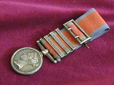 Military General Service Medal. Miniature. Vittoria, Pyrenees & Toulouse Clasps. 