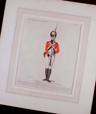 A Volunteer with the Temple Association Militia, aquatint by Delin 1798