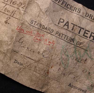 1898 War Office Pattern Piece for General Rank Collar Patches - Rare