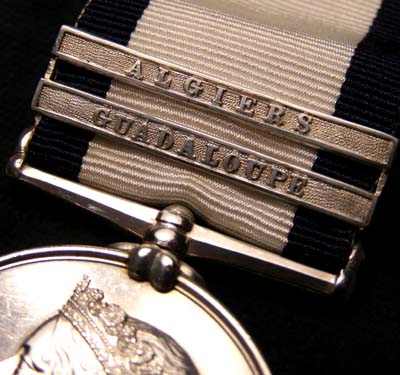 Naval General Service Medal. Guadaloupe &  Algiers Clasps. 