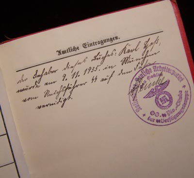 NSDAP Membership Book To SS Man With Oath To Reichsfuhrer-SS.