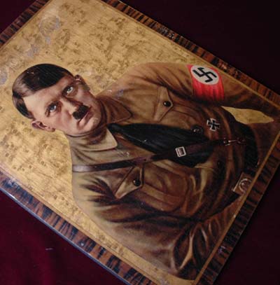 A scarce 'Kampfzeit' period wood chromolithograph portrait of Adolf Hitler 