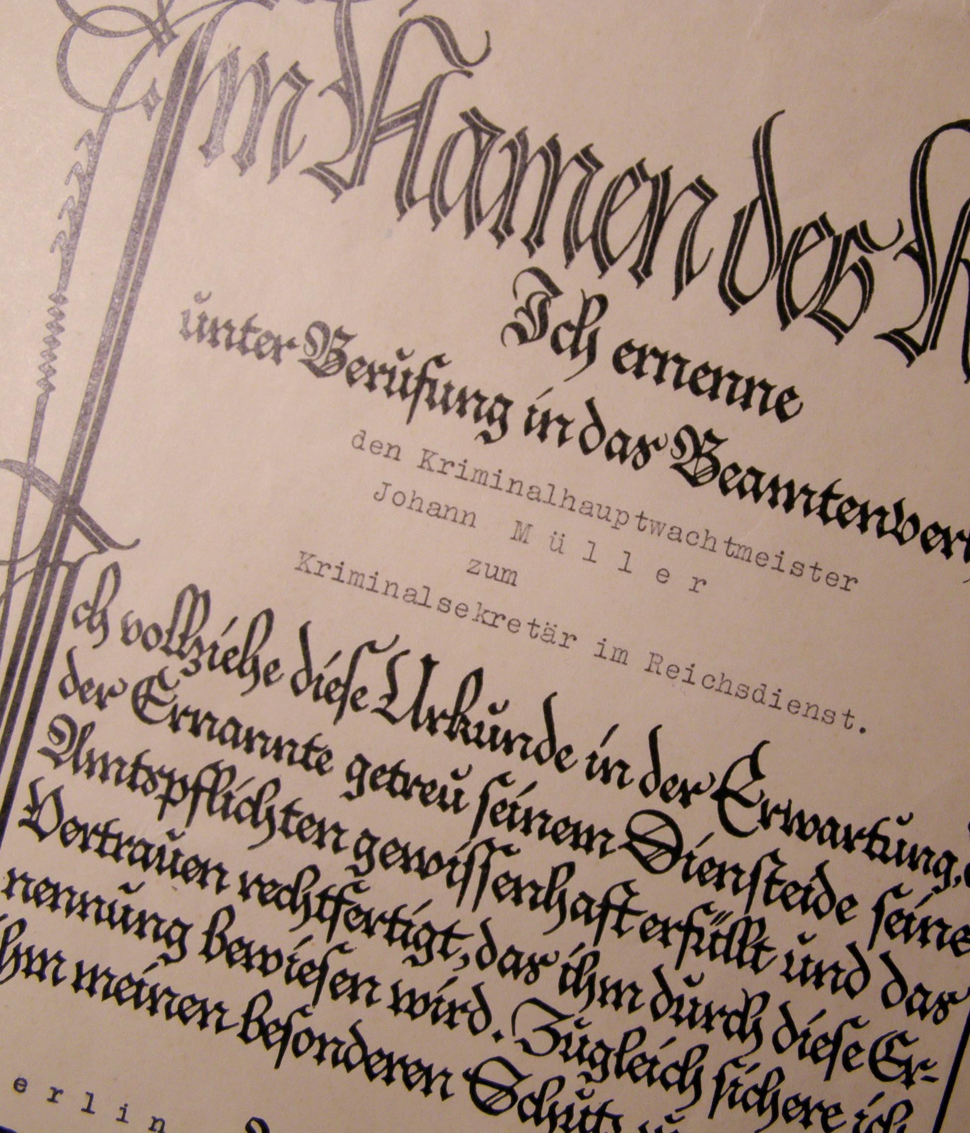 Adolf Hitler & Lammers Signed citation 1937 | Hitler's Personal Security Member.