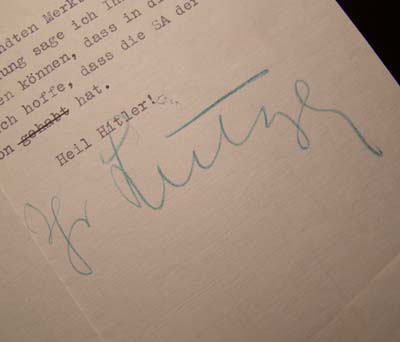 Viktor Lutze | SA Stabschef | NSDAP Reichsleiter | Signature.