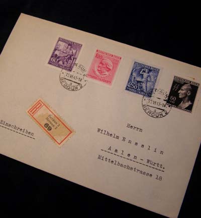 Reinhard Heydrich 'Death mask' Stamp. Unopened  Registered Envelope From Meloun,  Czechoslovakia*