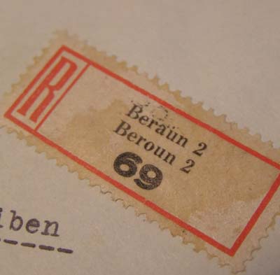 Reinhard Heydrich 'Death mask' Stamp. Unopened  Registered Envelope From Meloun,  Czechoslovakia*