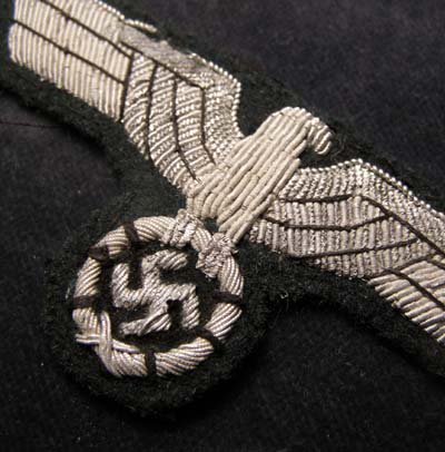 Heer Officers hand-embroidered silver wire breast eagle/swastika