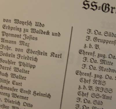 The 1934 Dienstaltersliste (SS Officers Listing of Names)