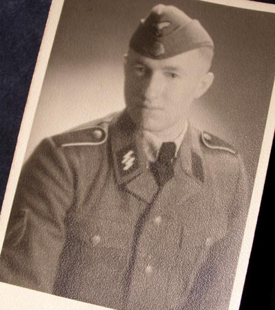 SS Portrait Photograph. Latvian SS Private Wearing Tunic with Insignia.