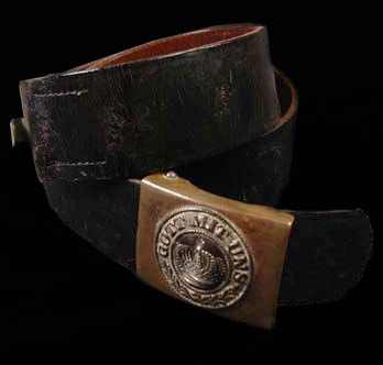 Prussian OR/NCO Leather Belt With Brass Buckle