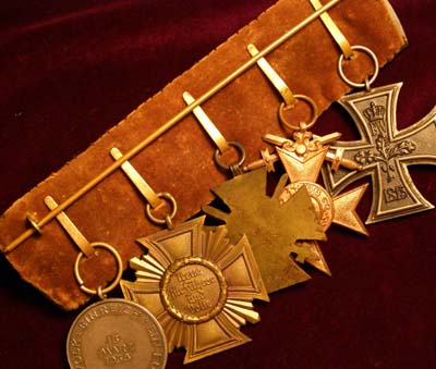 NSDAP 10 Year Service Cross. 5 Medals. Austrian-Style Court Mounted. 
