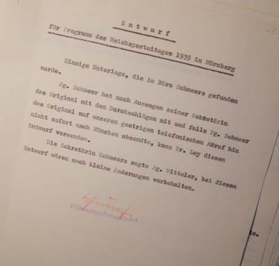 NSDAP Reichsparteitages Document. Brown House.