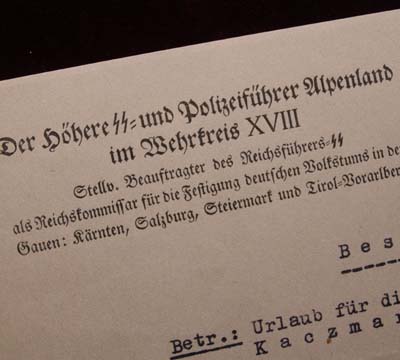 Higher SS & Police Leader Document. 'Alpenland.' Signed. 
