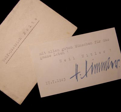 Reichsfuhrer-SS Himmler Hand Signed Calling Card.