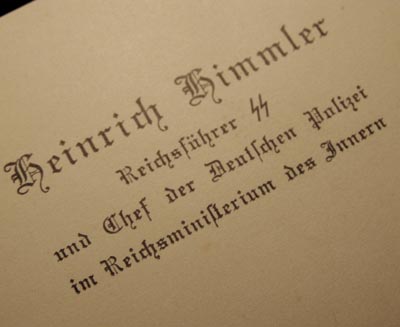Reichsfuhrer-SS Himmler Business card.