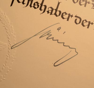 Adolf Hitler & Goring | Three Citations With Signatures | 1937. 