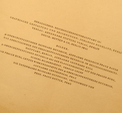 Reinhard Heydrich Memorial Book | 1943 | Exceptionally Rare