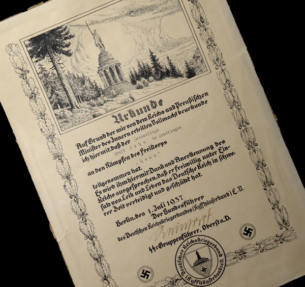 SS-General Wilhelm Reinhard | Freikorps Citation| Signature.