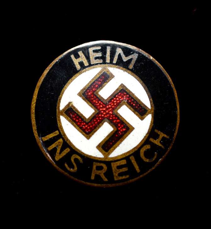 NSDAP HEIM INS REICH Enamel Supporters Badge