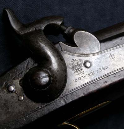 Royal Navy Victorian Tower 1849 Dated Flintlock Pistol