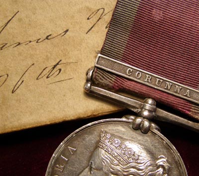 Military General Service Medal. Corunna Clasp. Original Box. 26th Foot.