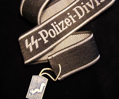 SS-Polizei Division OR/NCO BeVo Woven Cuff Title With BeVo Tag.