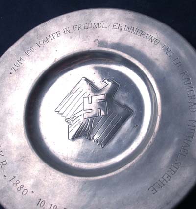 NSDAP Sports Organisation Presentation silver metal salver 1938