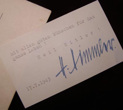 Reichsfuhrer-SS Himmler Hand Signed Calling Card.