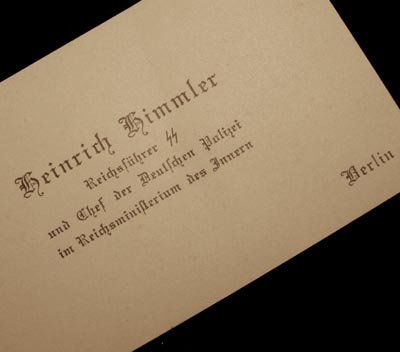 Reichsfuhrer-SS Himmler Business card.