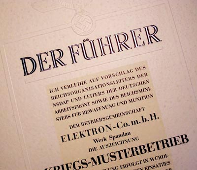 Adolf Hitler Signed War Contribution Citation | 1943.