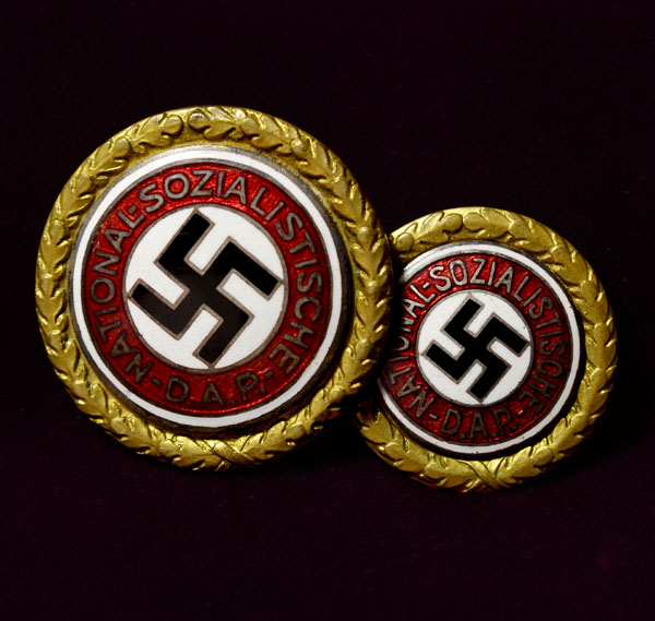 Golden Party Badges | Matched Pair AH 1938 Presentation Badges | Provenance.