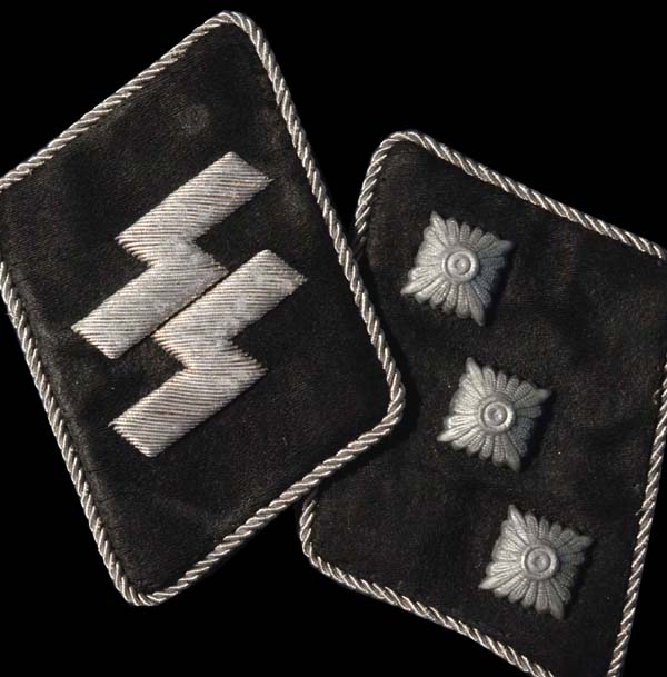 SS Officer Runic Collar Patches | Matched Pair | Combat Used.