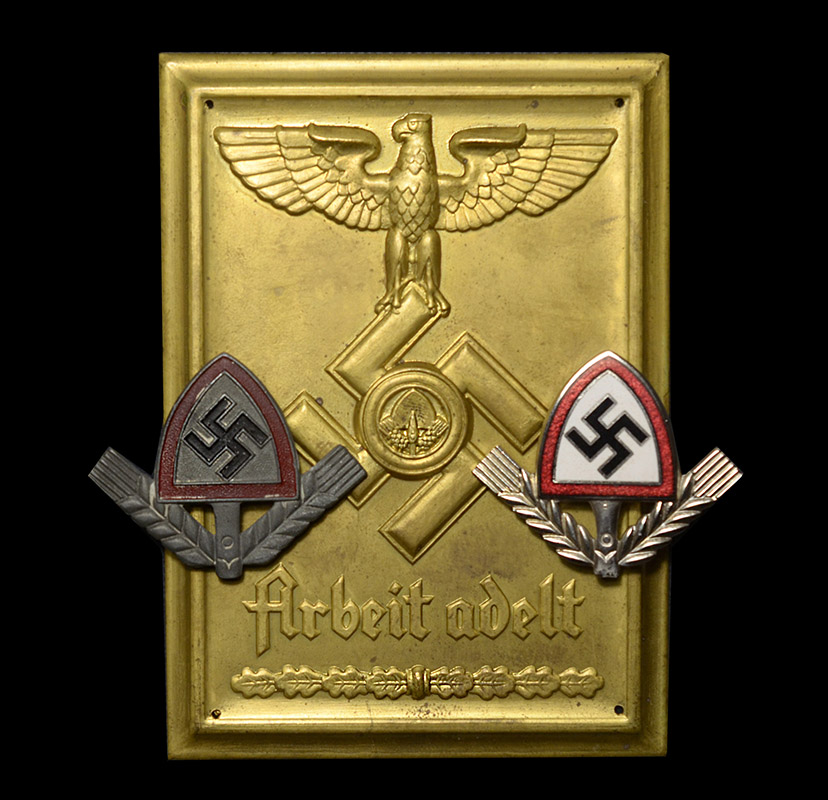 Third Reich RAD Plaque & Two Cap Badges | Dealer Lot