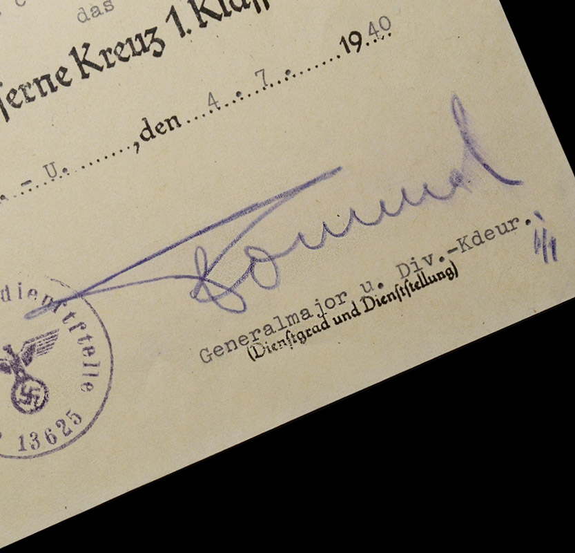 Rommel Signature | Iron Cross 1st Class | Rare To Market