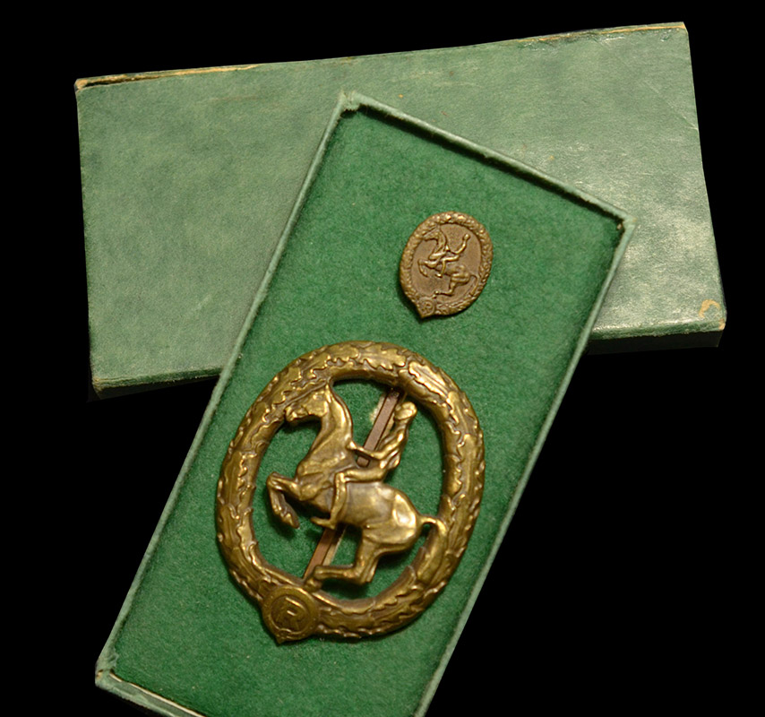 German Riders Badge With Miniature | Boxed