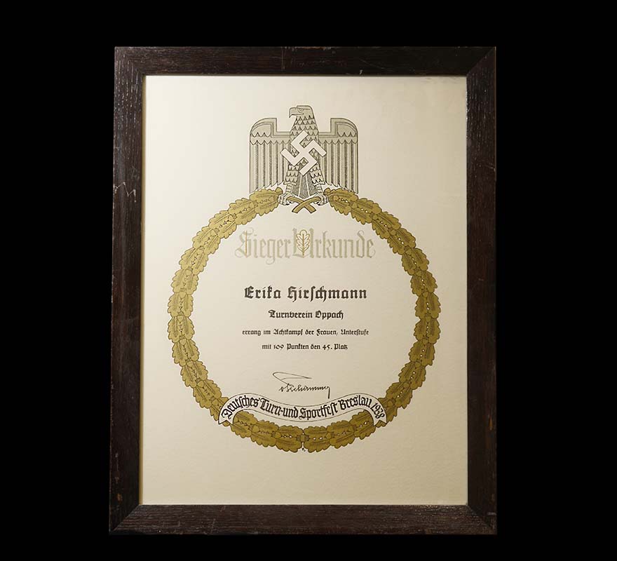 NSDAP Women's Sport Citation Winner Rowing Championship 1938