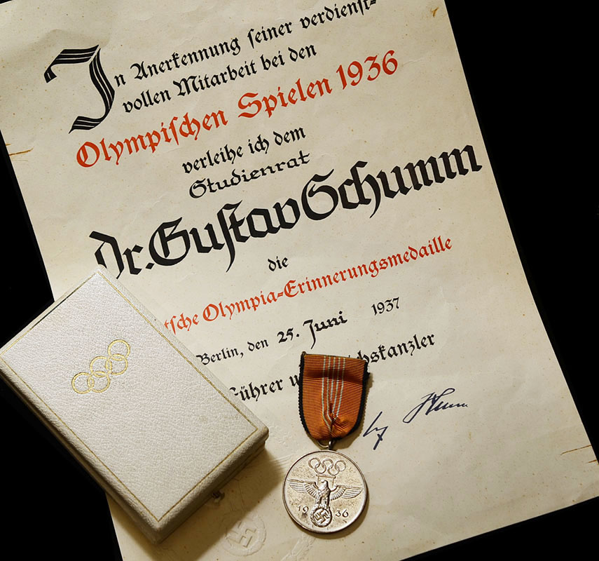 Olympic Medal 1936 With Case & Citation