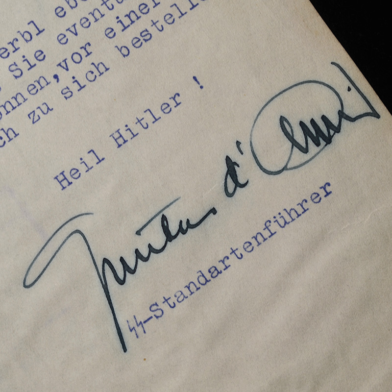 Das Schwarze Korps Editor | Gunter D'Alquen | Signed Document To Himmler | Extreme Rarity