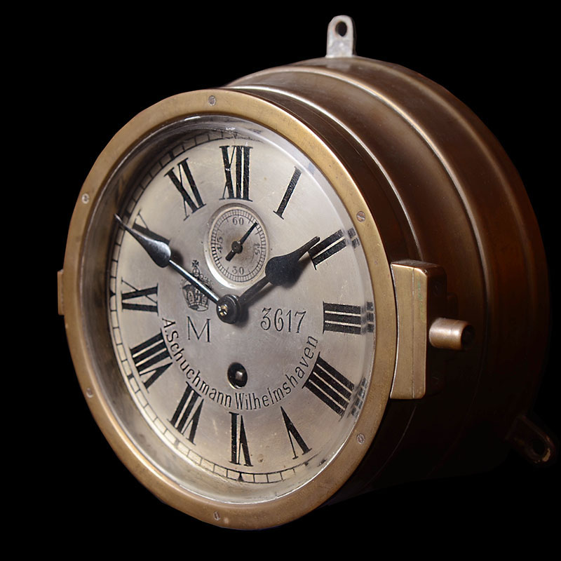 Imperial German Kaisermarine Bulkhead Clock | Schuchmann Of Wilhelmshaven