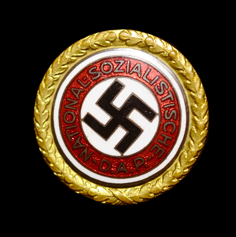 Golden Party Badge | Large 30.5mm | Military Pin | Named With Research | Near Mint